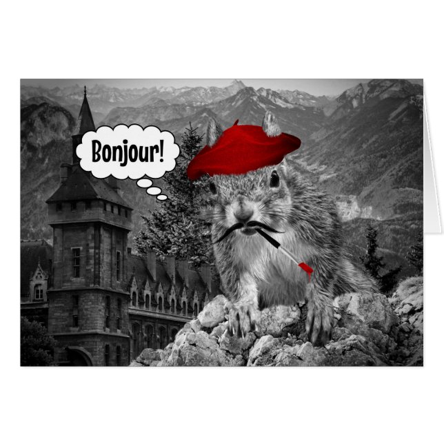 Squirrel French Artist Bonjour (Vorderseite (Horizontal))