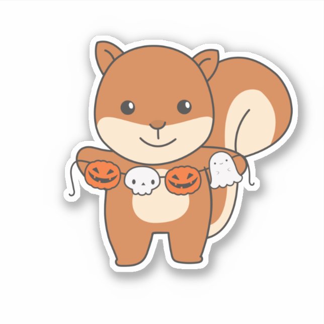 Squirrel Happy Halloween Pumpkin Anzug Aufkleber (Vorderseite)