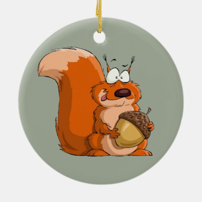 SQUIRREL HOLDING ACORN KERAMIK ORNAMENT (Hinten)