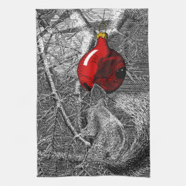 Squirrel in Christmas Tree Geschirrtuch