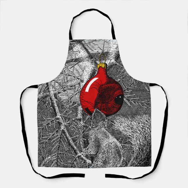 Squirrel in Christmas Tree Ornament Schürze (Vorderseite)