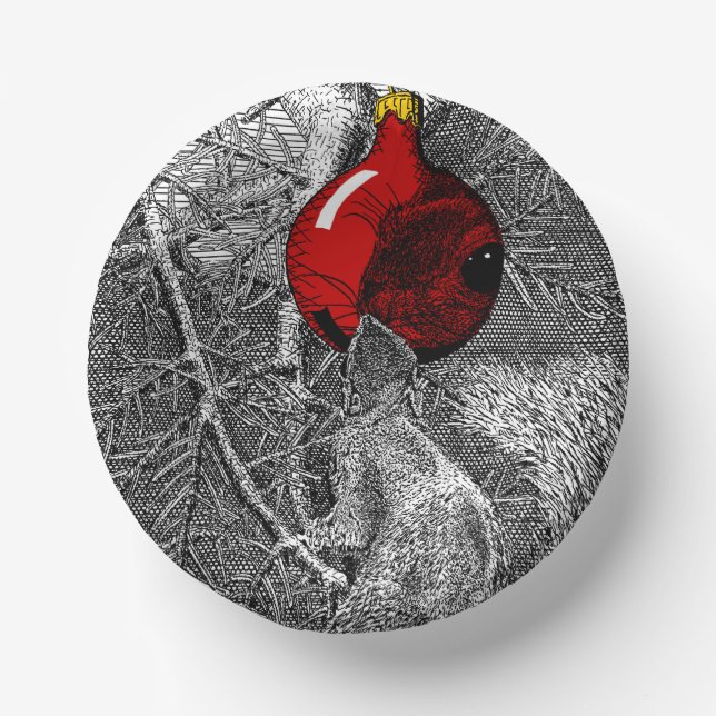 Squirrel in Christmas Tree Pappteller (Vorderseite)