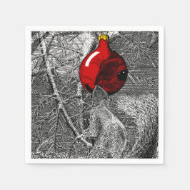 Squirrel in Christmas Tree Serviette