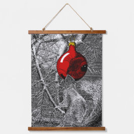 Squirrel in Christmas Tree Wandteppich Mit Holzrahmen