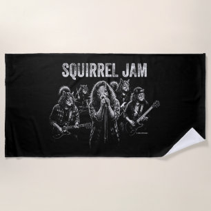 Squirrel Jam - Lustige Vintage-Rockband-Parodie Strandtuch