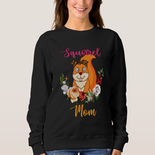 Squirrel Mom Floral Squirrel Bow Tie Lover Mother' Sweatshirt (Vorderseite)