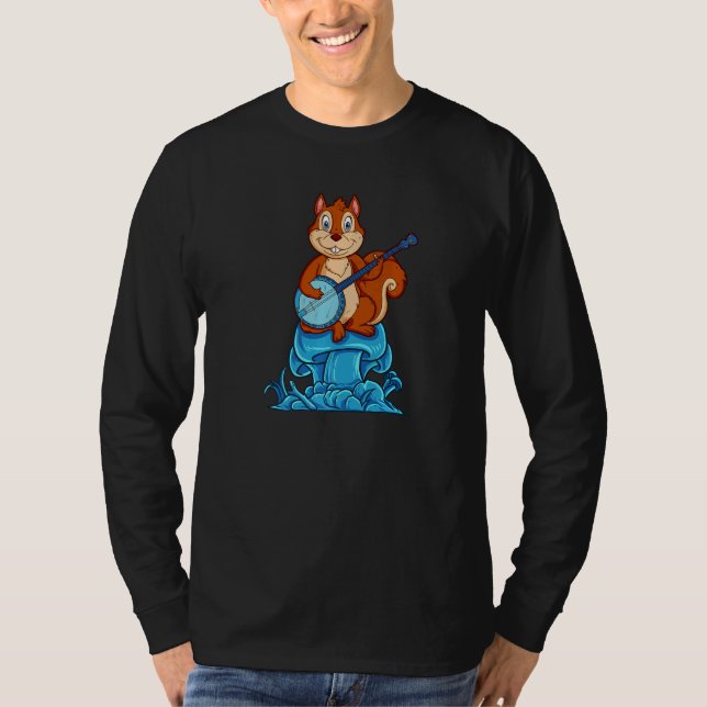 Squirrel Plays Banjo On Mushroom T-Shirt (Vorderseite)
