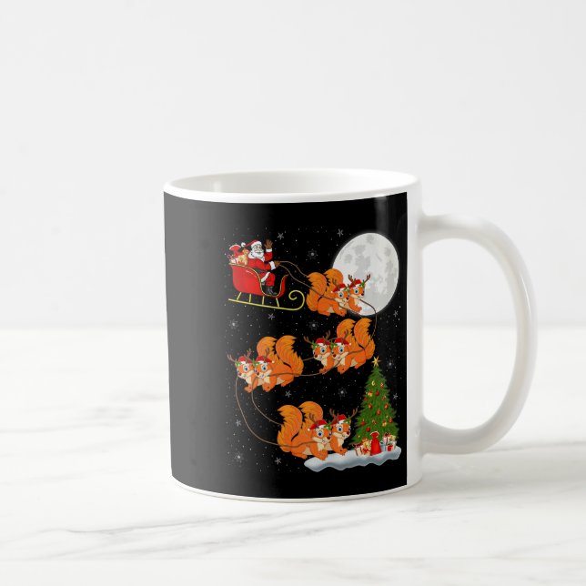 Squirrel Santa Sleigh Flying Funny Magical Christm Kaffeetasse (Rechts)