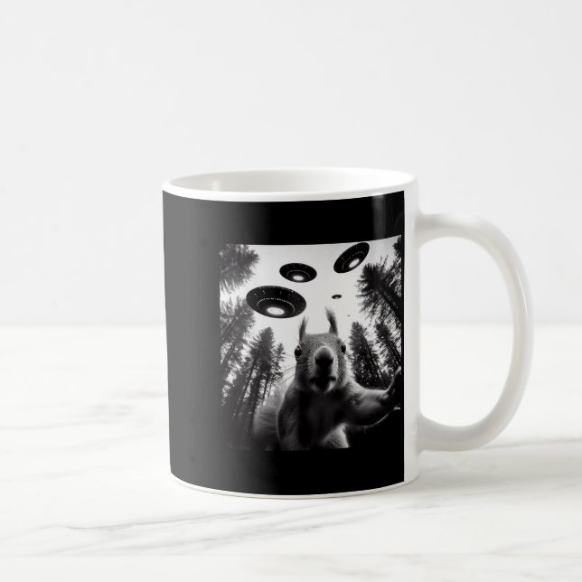 Squirrel Selfie With Alien Ufo Funny For Men Women Kaffeetasse (Rechts)