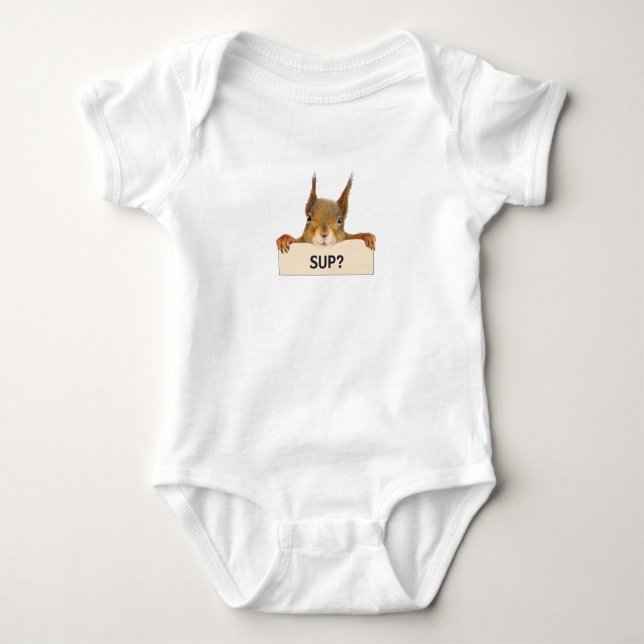 Squirrel SUP? Custom Text Cutout Baby Strampler (Vorderseite)