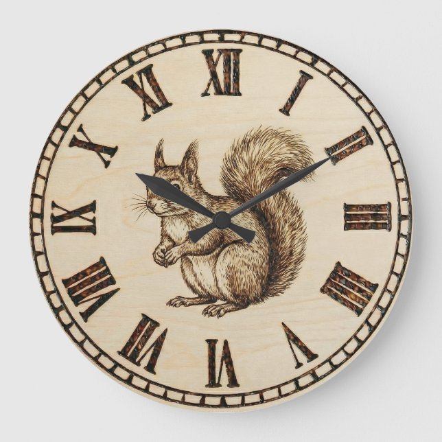 Squirrel Wall Clock Große Wanduhr (Vorderseite)