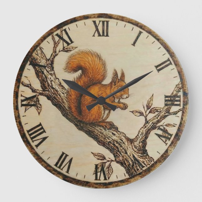  Squirrel Wall Clock Große Wanduhr (Vorderseite)