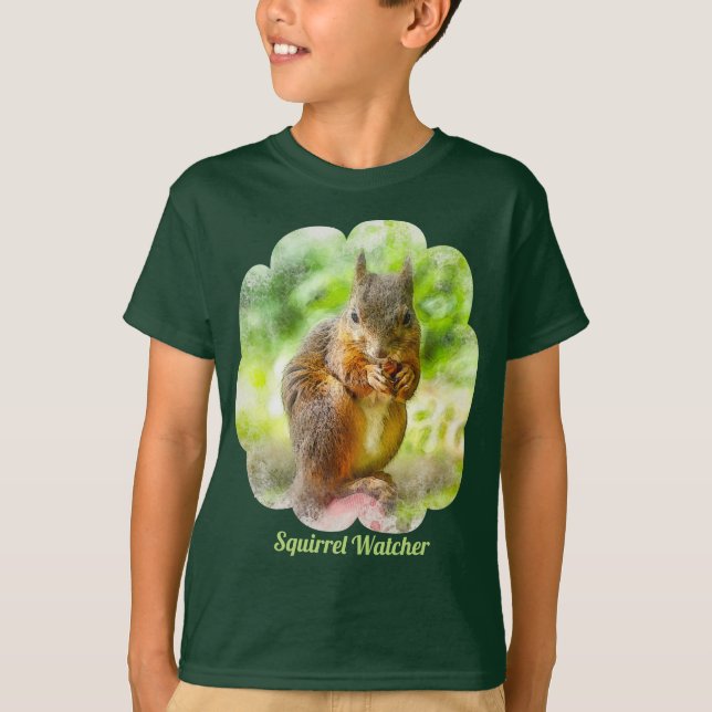Squirrel Watcher Tiermalerei Kinderarbeit T-Shirt (Vorderseite)