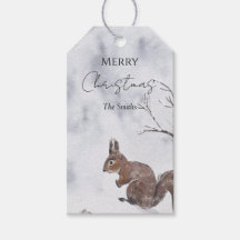 Squirrel Winter Christmas Favor Tag