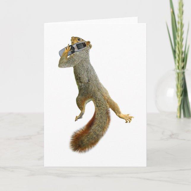 Squirrel with Cell Phone Karte (Vorderseite)