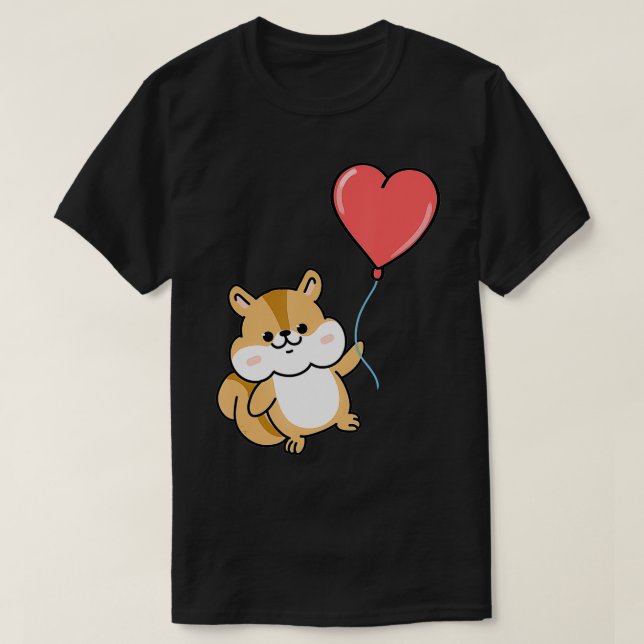 Squirrel With Heart Balloon Valentines Day Squirre T-Shirt (Design vorne)