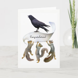 Squirrels and Crow Congratulations Card Karte