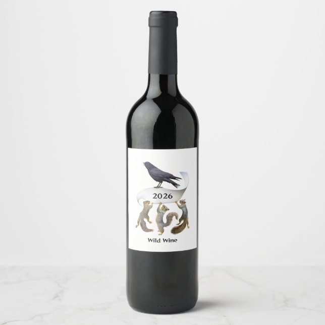 Squirrels and Crow Wine Labels Weinetikett (Vorderseite)