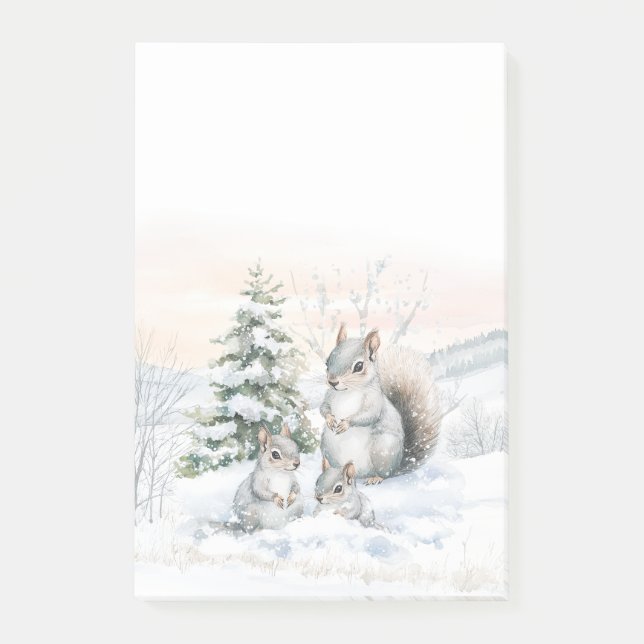 Squirrels in Winter Snow Post-It Notes Klebezettel (Vorderseite)