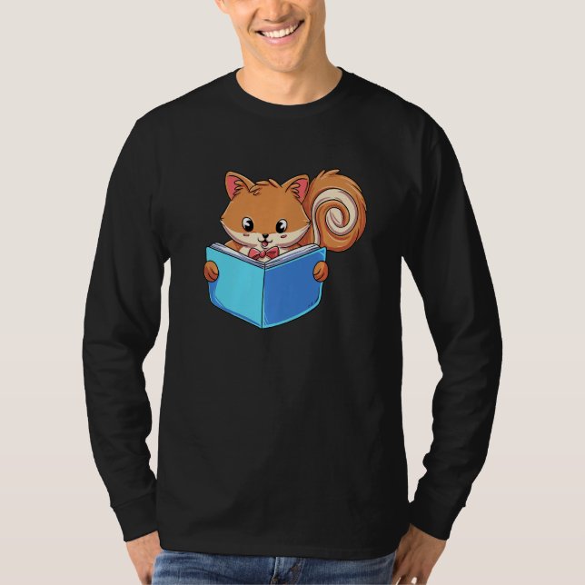 Squirrle Reading Book Reader T-Shirt (Vorderseite)