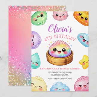 Squish Girl Glitter Dumpling Geburtstagsfeier Einladung