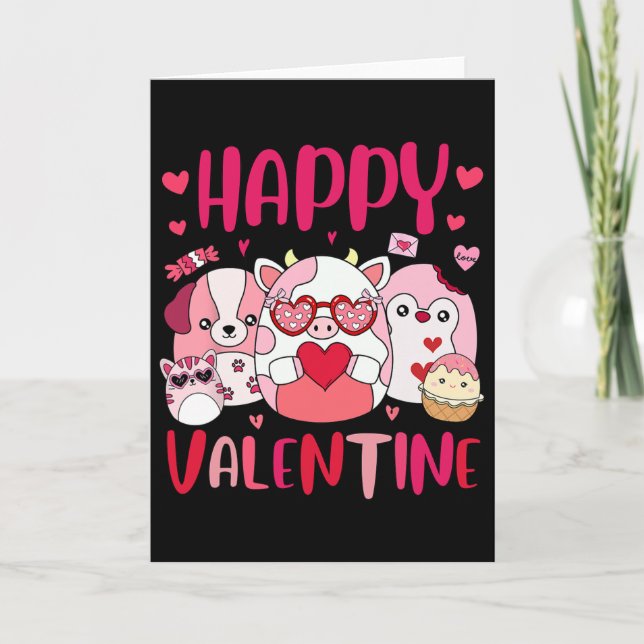 Squish Squad Happy Valentine Geschenke Cute Für Ki Karte (Vorderseite)