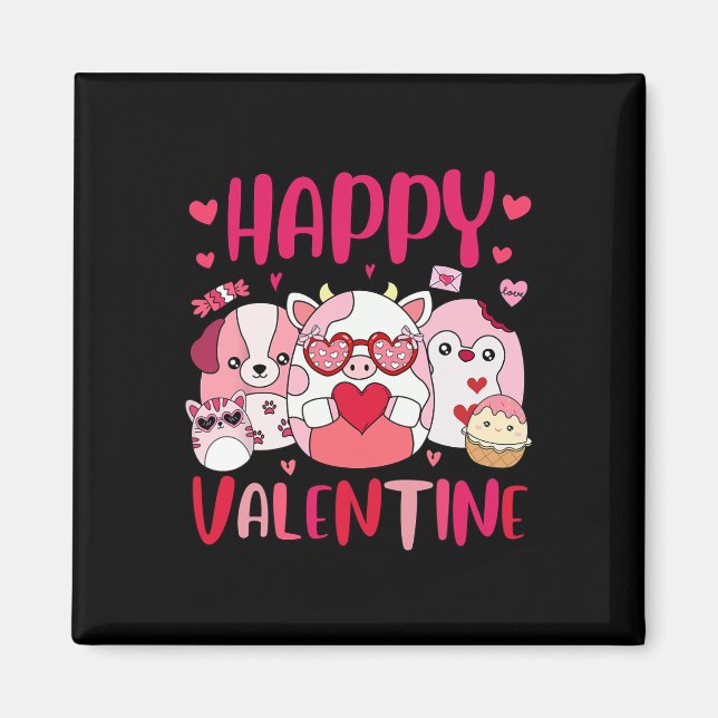 Squish Squad Happy Valentine Geschenke Niedlich fü Magnet (Vorne)