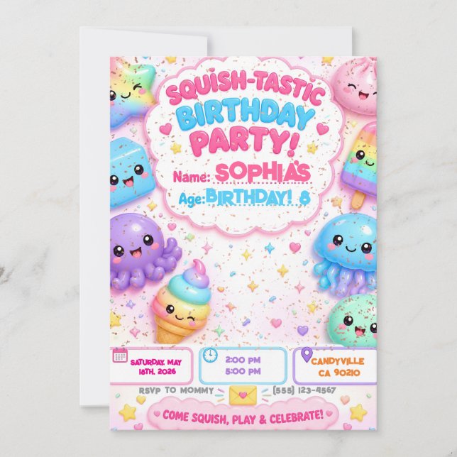 Squishy Geburtstag Einladung (Vorderseite)