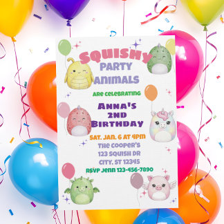 Squishy Party Animal Birthday Invitation Einladung