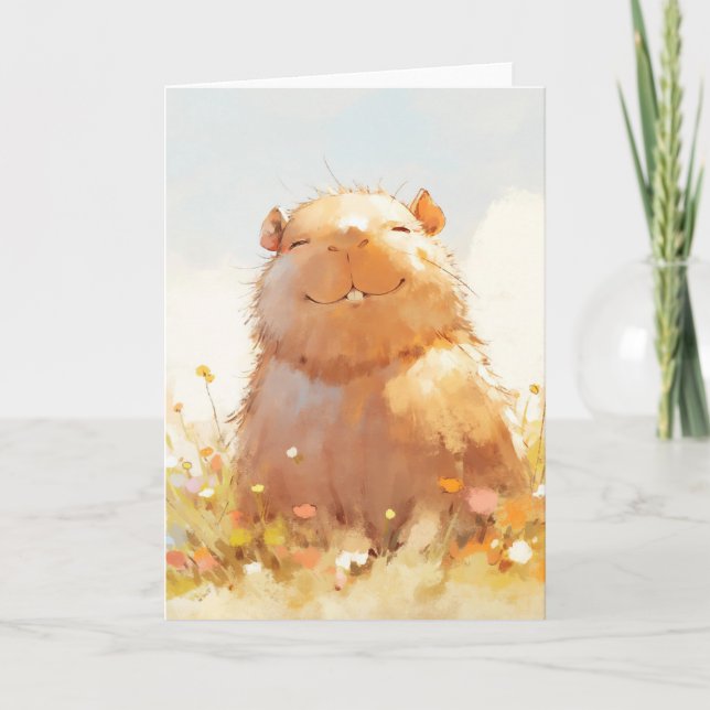 Squishy Relaxed Capybara Karte (Vorderseite)