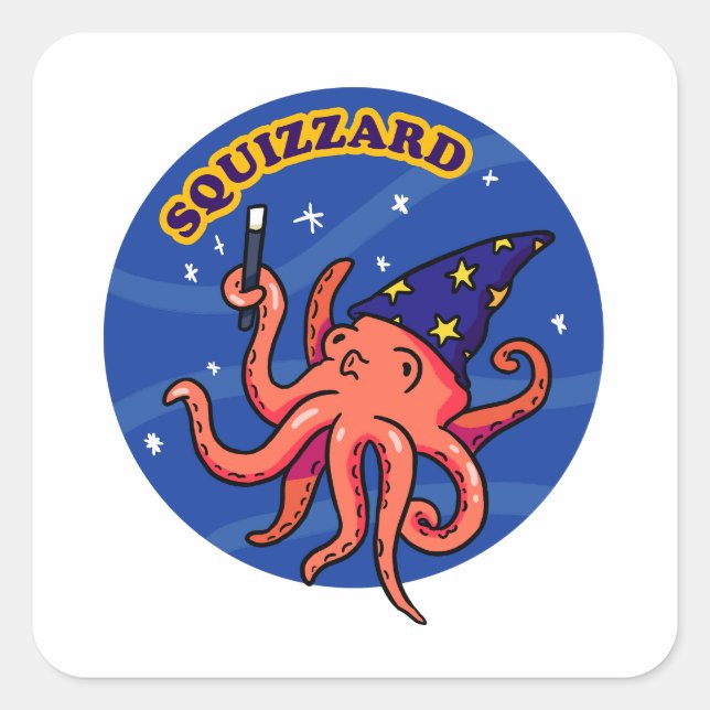 Squizzard Funny Magic Animal Pucker Quadratischer Aufkleber (Vorderseite)