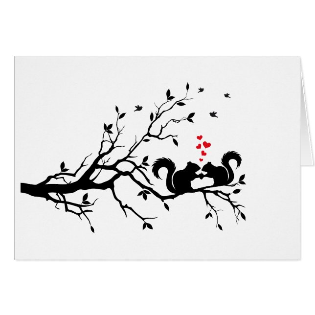 Squrrels mit roten Herzen auf Baumast (Vorderseite (Horizontal))