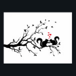 Squrrels mit roten Herzen auf Baumzweig Poster<br><div class="desc">Herrliche Eichel- und Rotherzen auf dem Baumzweig,  Grußkarten-Illustration für Valentinstag oder Geburtstag. Kunstdarstellung,  Vektorzeichn</div>