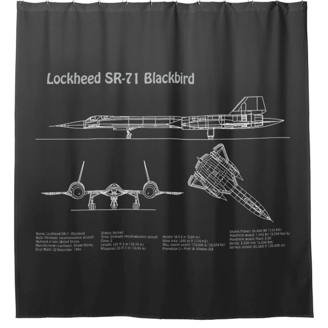 SR-71 Blackbird - Flugzeugkonzepte PD Duschvorhang (Vorderseite)