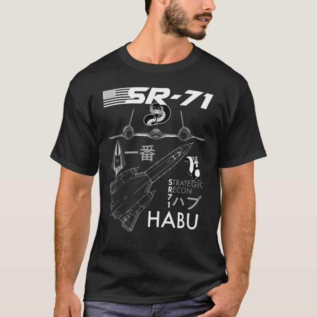 SR-71 HABU Air Force Spy Flugzeug Blueprint T-Shirt (Vorderseite)