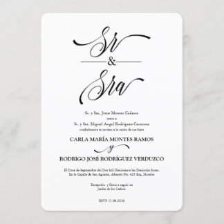 Sr y Sra Spanish Wedding Einladung