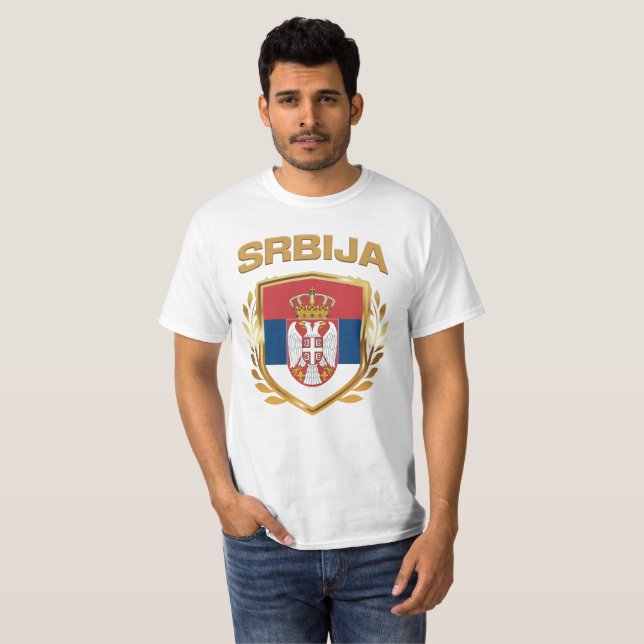 Srbija Flag-Schild Serbien T-Shirt (Vorne ganz)