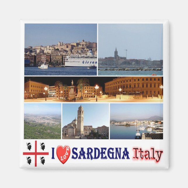 SRD039 SARDINIA I Love, Mosaic, Italy, Fridge Magnet (Vorne)