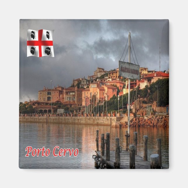 SRD052 PORTO CERVO, Sardinien, Italien, Kühlschran Magnet (Vorne)