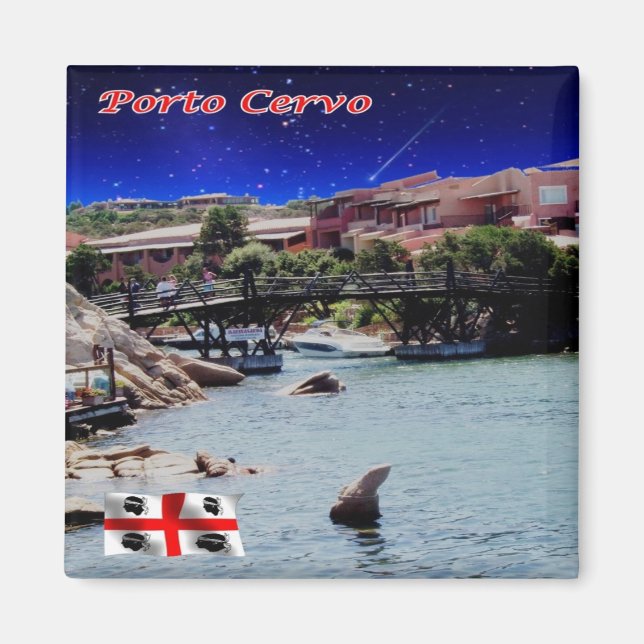 SRD053 PORTO CERVO Sardinien, Italien, Kühlschrank Magnet (Vorne)
