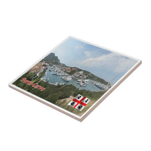 SRD054 PORTO CERVO Der Hafen Sardinien, Fliese
