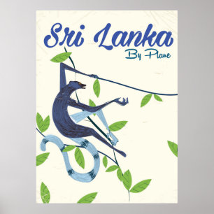 Sri Lanka-Affe Vintage-Urlaubsposter Poster