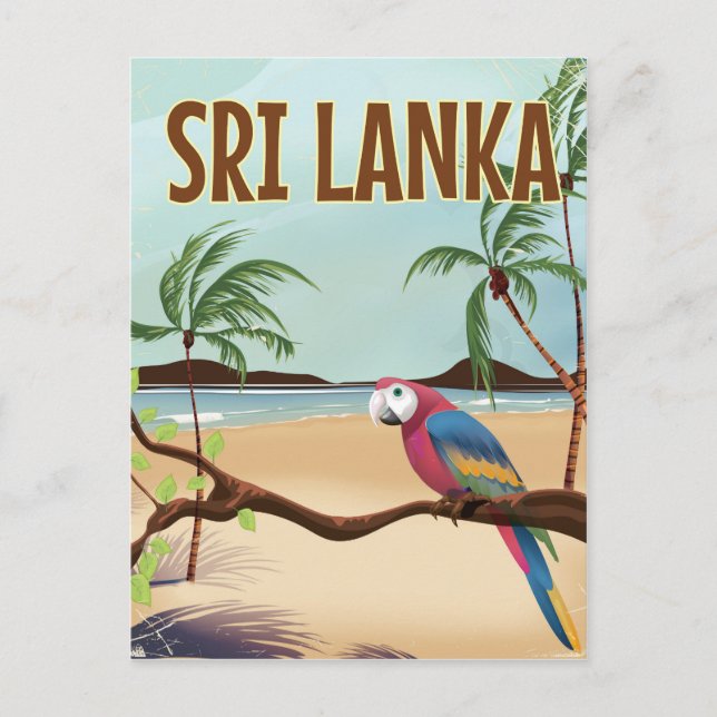 Sri Lanka Beach Vintage Reiseplakat Postkarte (Vorderseite)