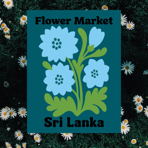 Sri Lanka Blumenmarkt Blaue Wasserlilie Floral Postkarte