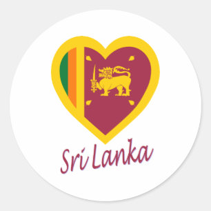 Sri Lanka Flag Herz Runder Aufkleber