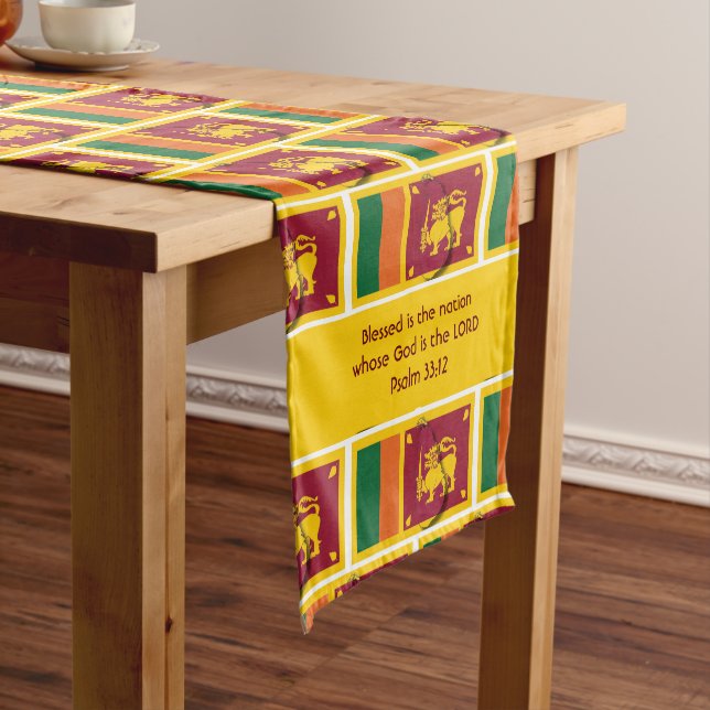 SRI LANKA Flag Individualisierte Skripte Kurzer Tischläufer (Beispiel)