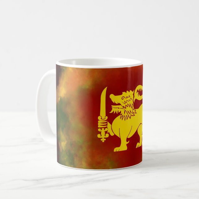 Sri Lanka Flag Lion Design Kaffeetasse (Vorderseite Links)