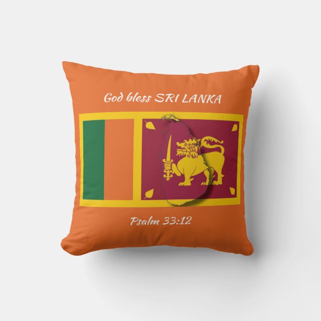 SRI LANKA FLAG Patriotic Scripting Custom ORANGE Kissen (Vorderseite)