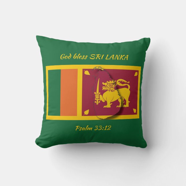 SRI LANKA FLAG Patriotische Schrift Custom GREEN Kissen (Vorderseite)