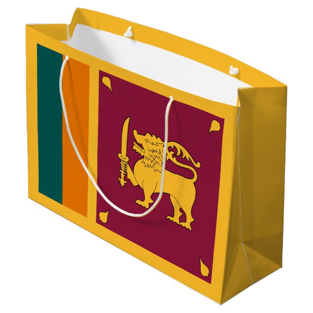 Sri Lanka-Flagge Große Geschenktüte (Rückseite Schrägansicht)